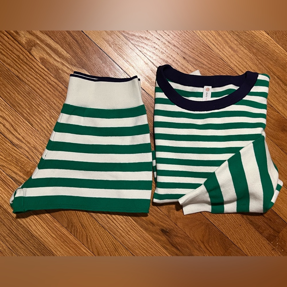 Anthropologie daily practice striped sweater AND shorts